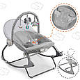 Дитячий шезлонг, Колиска-гойдалка з вібрацією Ricokids сірий 7323, фото 5