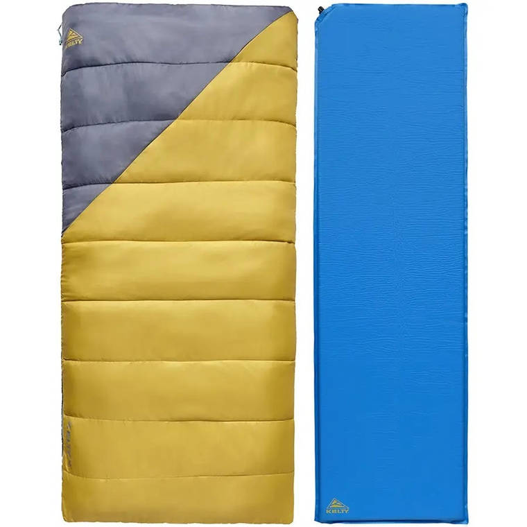 Комплект cпальний мішок із туристичним килимком Kelty Campgroud Kit Жовтий з синім, фото 1