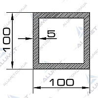 Труба алюмінієва 100х100х5 мм без покриття