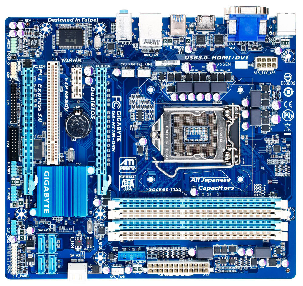 Материнська плата Gigabyte GA-H77M-D3H Socket 1155 OEM Гарантія 3 міс.