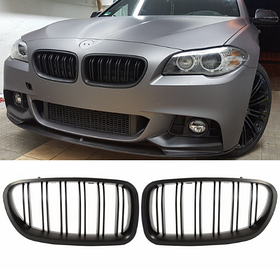 Решітка ноздри BMW (БМВ) 5 Series (F10, F11) 2010-2017 Матова 2 ребра