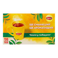 Подарочный набор черного чая с чашкой Lipton Yellow Label 100 пакетиков