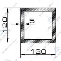 Труба алюмінієва 120х120х5 мм без покриття