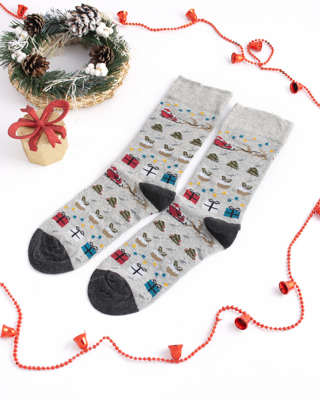 Чоловічі шкарпетки стрейчеві новорічні подарунки Санта Сірі