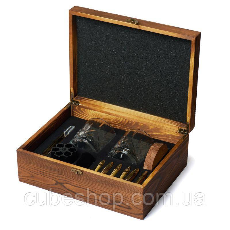 Набір для віскі (2 склянки, кулі для віскі 6 шт, щипці, костери)