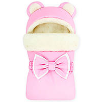 Зимовий конверт на хутрі для новонародженої дівчинки (рожевий)