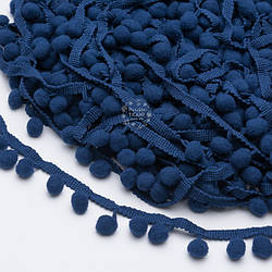 Тасьма з рідкими помпонами 10 мм синього кольору