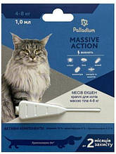 Краплі Palladium (Паладіум) Massive Action від бліх та кліщів для котів вагою 4-8 кг, краплі від бліх для котів