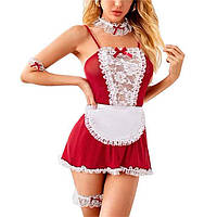 Сексуальний костюм покоївки - S-M - Червоний - Рольові костюми