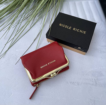 Жіночий стильний червоний гаманець маленький, фото 2