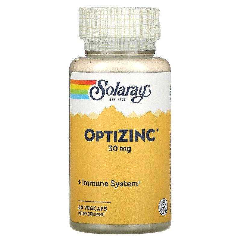 Solaray, OptiZinc, цинк, 30 мг, 60 капсул VegCap