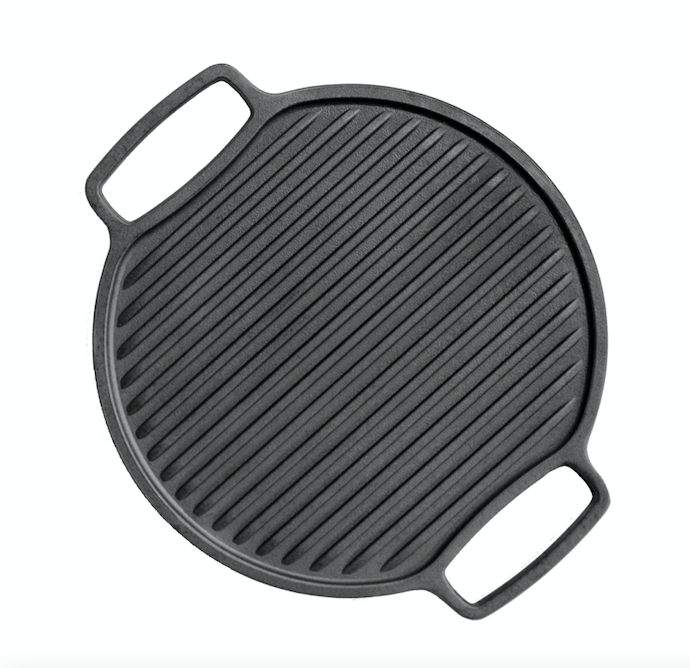 Сковорода-Плато двостороння кругла для гриля 36 см (360 мм) чавунна з двома ручками Brizoll U36G, фото 1