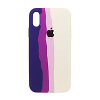 Силиконовый чехол c закрытым низом Full Silicone Case Rainbow для iPhone X/XS /Айфон Х/ХС Сиреневый