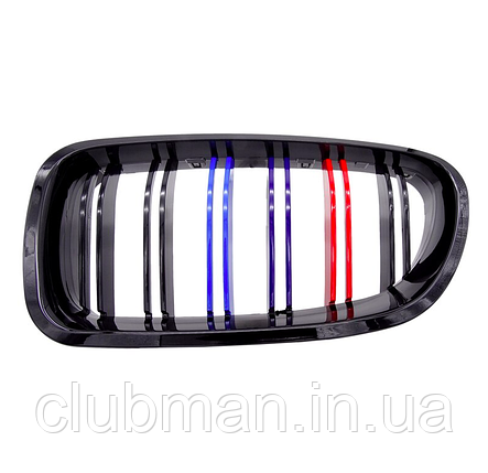 Решітка ноздри BMW (БМВ) 5 Series (F10. F11) 2010-2017 Глянець 2 ребра M-color, фото 1