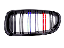 Решітка ноздри BMW (БМВ) 5 Series (F10. F11) 2010-2017 Глянець 2 ребра M-color, фото 5