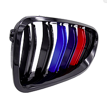 Решітка ноздри BMW (БМВ) 5 Series (F10. F11) 2010-2017 Глянець 2 ребра M-color, фото 6