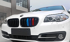 Решітка ноздри BMW (БМВ) 5 Series (F10. F11) 2010-2017 Глянець 2 ребра M-color, фото 4