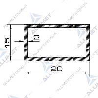 Труба алюмінієва 20х15х2 мм прямокутна без покриття
