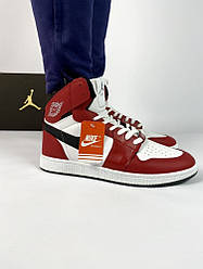 Чоловічі кросівки Nike Air Jordan 1 червоні з білим чорним