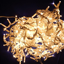 10м 100LED Вулична Гірлянда Світлодіодна Тепла Біла від Мережі Білий шнур