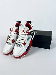 Чоловічі кросівки Nike Air Jordan 4 білі з червоним
