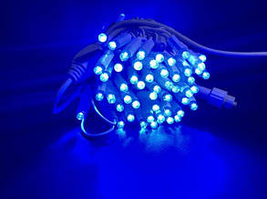 10м 100LED Вулична Гірлянда Світлодіодна Синя від Мережі Білий шнур