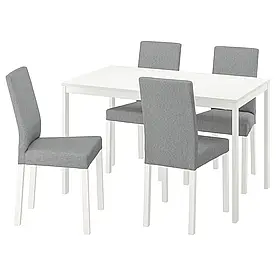 IKEA VANGSTA / KÄTTIL Стіл і 4 стільця, білий / Knisa світло-сірий (594.288.49)