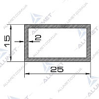 Труба алюмінієва 25х15х2 мм прямокутна без покриття