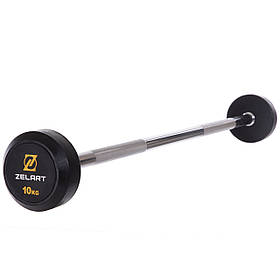 Штанга фіксована пряма обгумована Zelart Rubber Coated Barbell TA-2685-10 довжина-95см 10кг