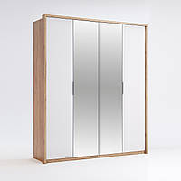 Шкаф четырехдверный Миро-Марк Asti Дуб Крафт/Глянец Белый с зеркалами