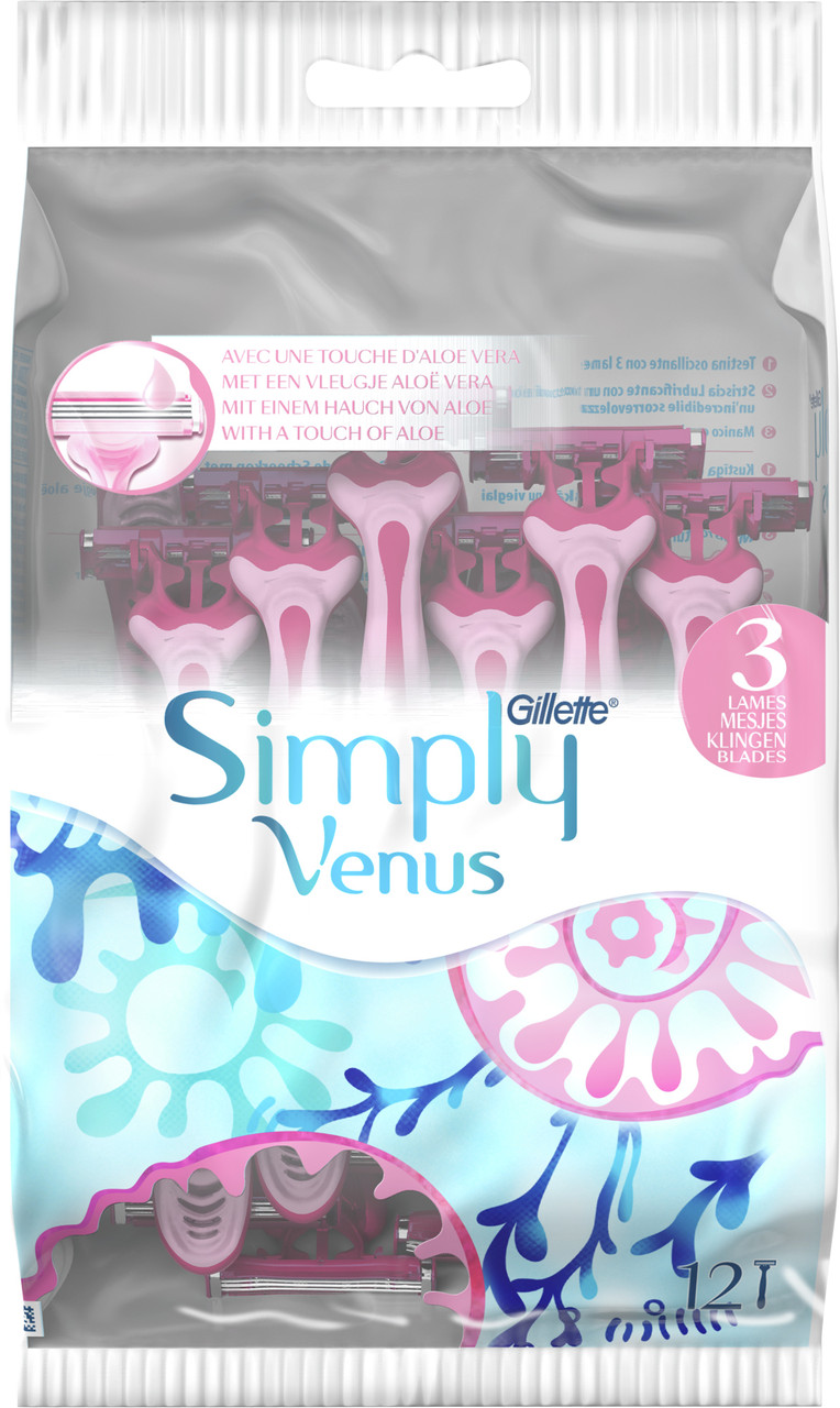 Одноразові жіночі станки Simply Venus 3 (12шт.)