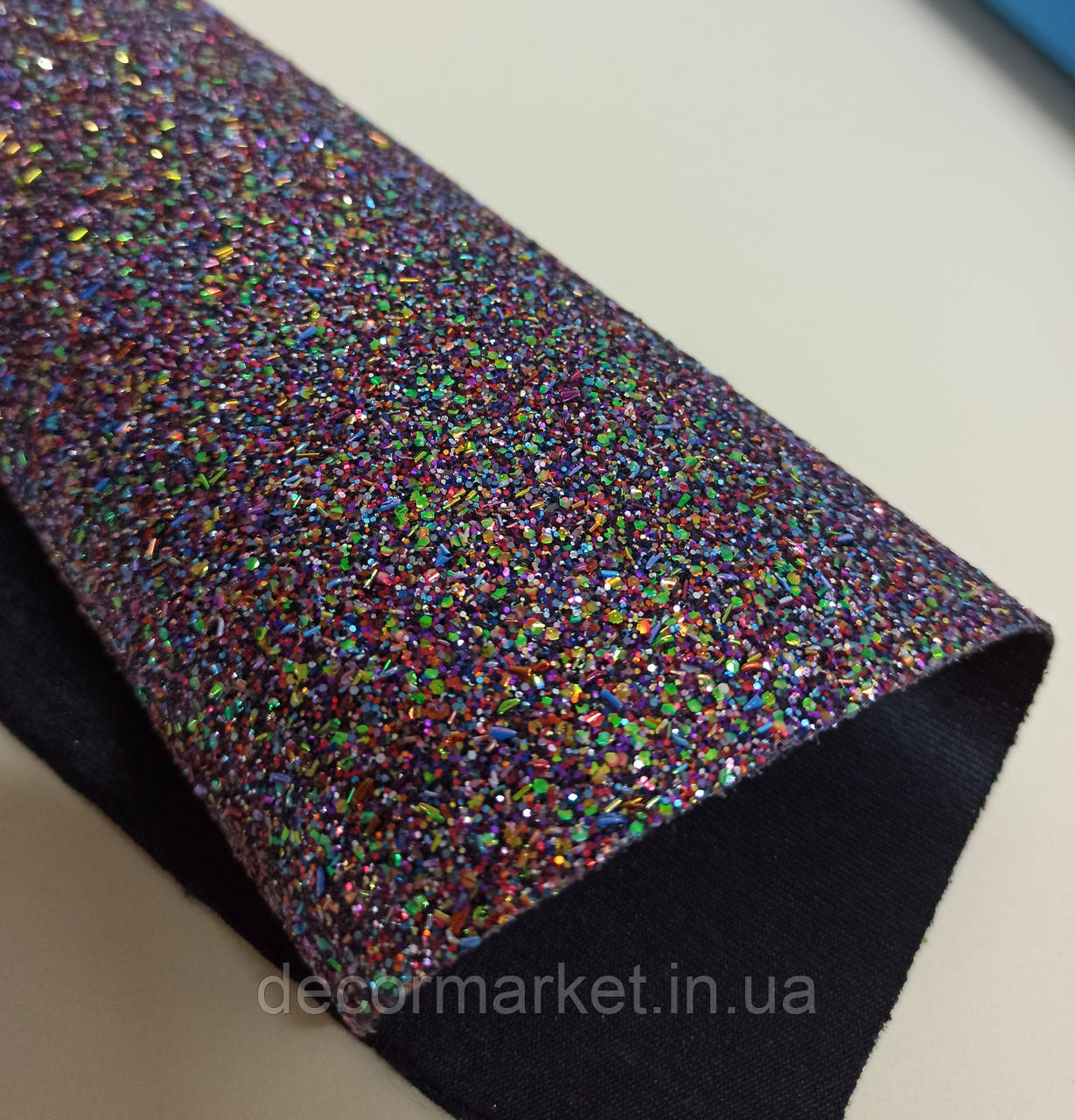 Екошкіра стразова, колір чорний хамеліон 30*8.5 см, фото 1
