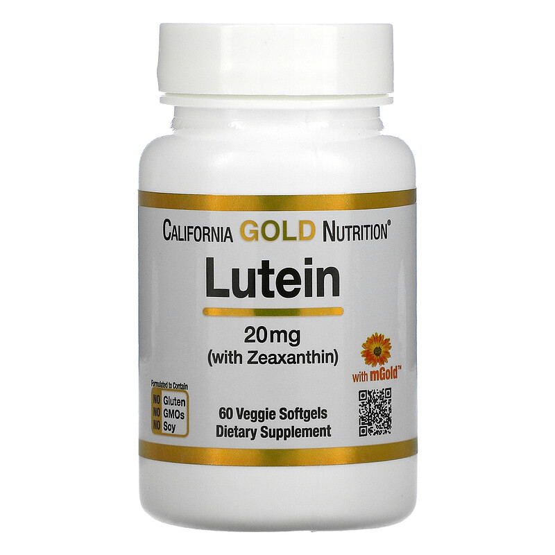 California Gold Nutrition, лютеїн із зеаксантином, 20 мг, 60 рослинних капсул