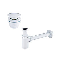 Сифон Mexen білий металевий + донний клапан клік-клак універсальний