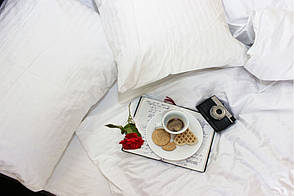 Постільна білизна страйп сатин Білий, сімейний комплект, фото 3