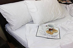 Постільна білизна страйп сатин Білий, євро комплект