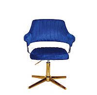 Кресло Jeff GD-Modern-Base синий велюр с подлокотниками, на крестовине со стопками, с регулировкой высоты