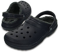 Женские сабо с мехом CROCS Classic Lined Clog, оригинал (203591) 36, Синий/серый