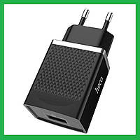 Сетевое зарядное устройство Hoco C42A 1 USB 3A QC3.0 чёрное