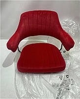 Крісло Jeff CH-Office з підлокітниками, велюр червоний В-1016 на хромованій хрестовині з колесами, фото 6