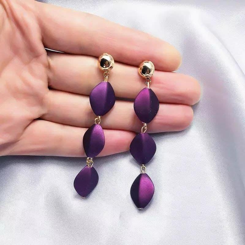 Сережки пусети / сережки гвоздики довгі висячі фіолетові 8474, фото 1