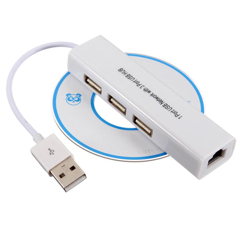 USB сетевой адаптер Ethernet RJ45 LAN + USB Hub на 3 порта - фото 1 - id-p1499607259