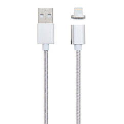 YUF Кабель Clip-On магнитный с индикатором USB to Lightning 1m silver