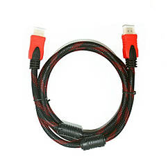 DR HDMI кабель 3m з нейлоновим обплетенням і позолоченими конекторами чорно-червоний