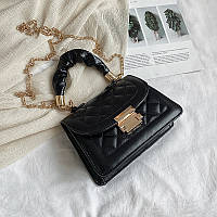 Женская классическая сумка с ручкой кросс-боди через плечо на цепочке черная