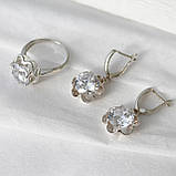 Срібна каблучка та сережки Кристал, фото 2