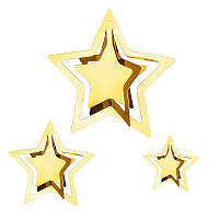 Підвіски святкові для декору приміщення Зірки золоті 3D 10шт/уп