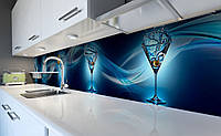 Бирюзовый мартини, 60x300 см Виниловый кухонный фартук, самоклейка на стену, наклейки на кухню, самоклейка на