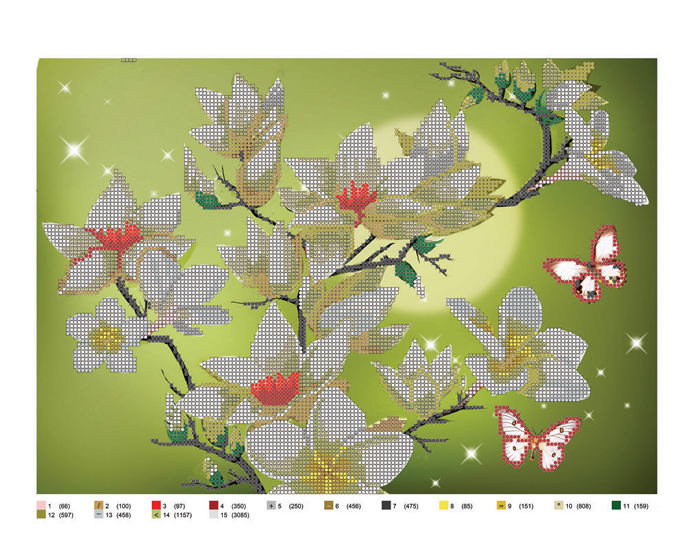 Схема для вышивки бисером или крестиком цветы, А3 - фото 1 - id-p231815293