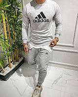 Чоловічий сірий спортивний костюм Adidas | чорне лого